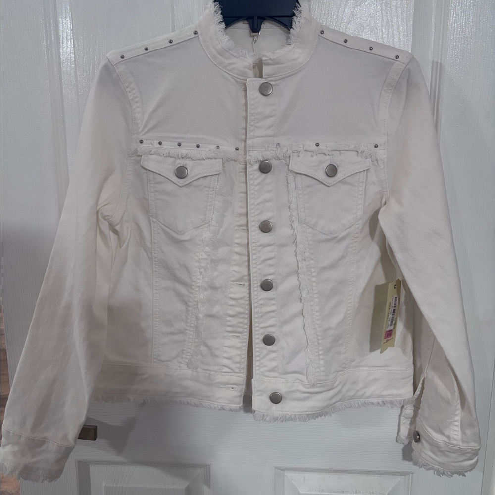 Women’s Reba White Frayed Denim Jacket